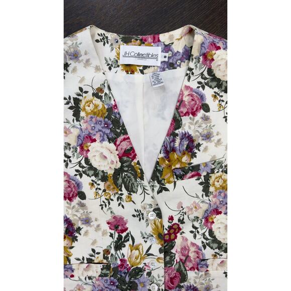 NEW~ Vintage Vest Linen Rayon Floral Cottage English Garden Country Summer~ 8 - Picture 4 of 4